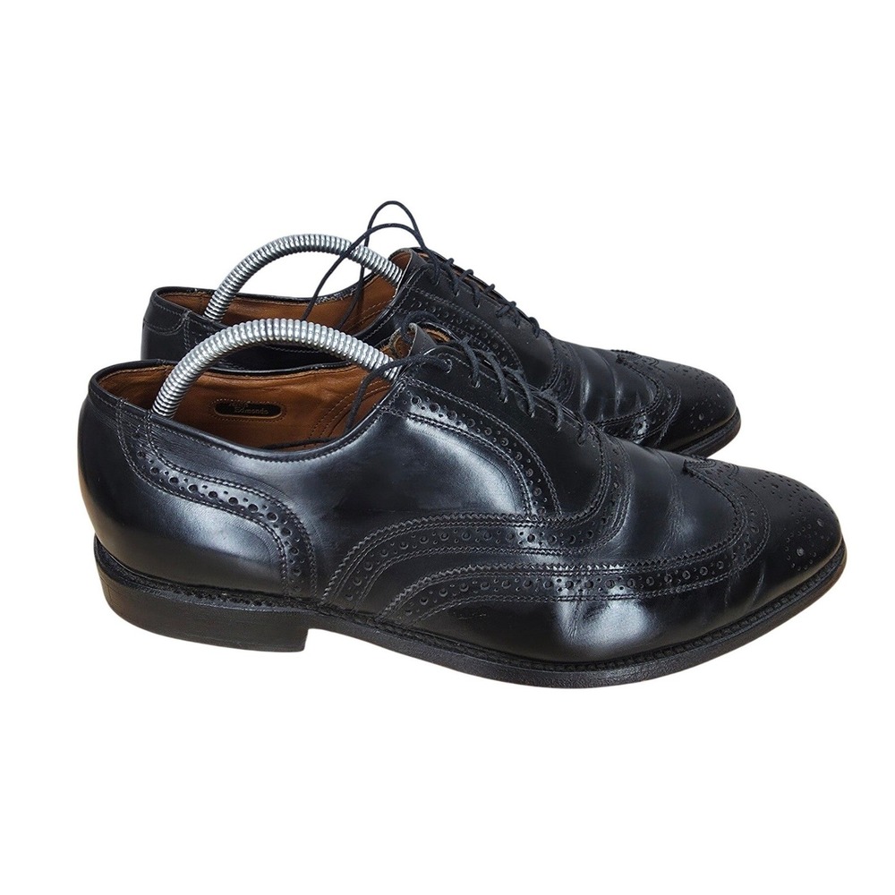 Allen Edmonds Lloyd Oxford Shoes Mens 10 D Black Leather Wingtip Brogue Dress